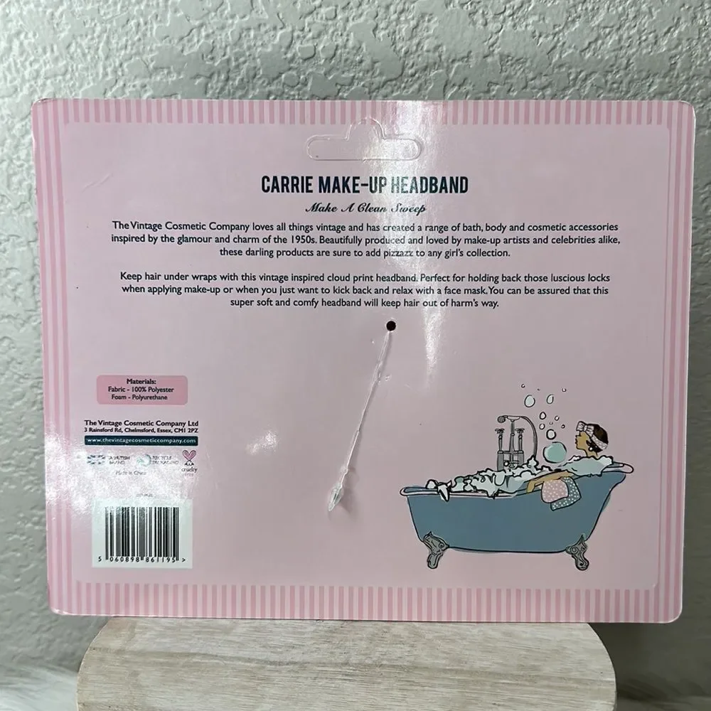 $6 🌙 The Vintage Company Carrie‎ Makeup Headband Soft Washable NEW